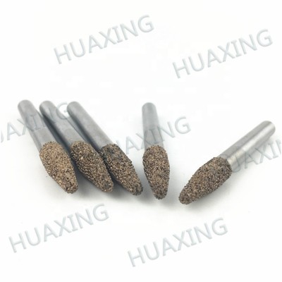 Vacuum brazed long shank diamond carving burr for wet engraving on CNC machine with 8mm shank