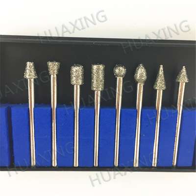 20pcs/set 3mm shank Rotary Diamond Pointer Bit Set Ni Coated